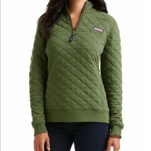 Vineyard Vines Quilted Green 1/4 Zip Pullover Sz M